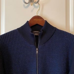 Hugo Boss Merino Wool Zip Up Sweater
